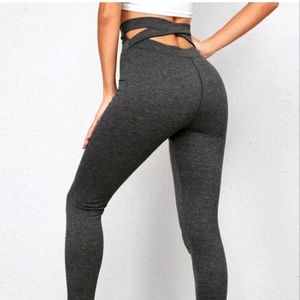Dark Gray back Chris cross tie yoga pants